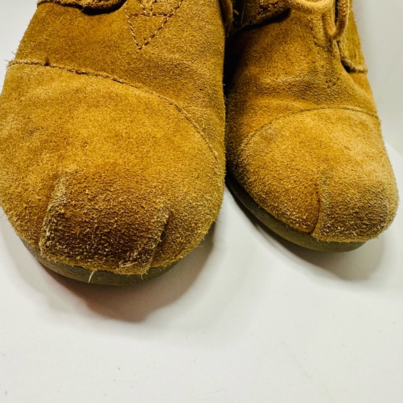 TOM'S Wedge Bootie Lace Up Suede Desert Chestnut SZ 6 EUC - Picture 10 of 13